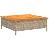 vidaXL Parasolvoetbedekking 70x70x25 cm poly rattan acaciahout beige