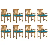 vidaXL Tuinstoelen met kussens, 8 stuks, massief acaciahout