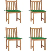 vidaXL Tuinstoelen 4 st met kussens massief teakhout