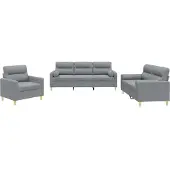 vidaXL 3-delige Loungeset met kussens stof lichtgrijs