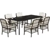 vidaXL 7-delige Tuinset met kussens poly rattan bruin