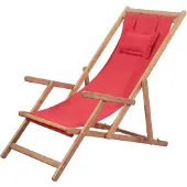 vidaXL Strandstoel inklapbaar stof en houten frame rood