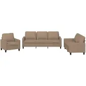 vidaXL 3-delige Loungeset met kussens kunstleer cappuccino