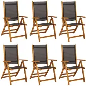 vidaXL Klapstoelen 6 stuks van massief acaciahout en textilene