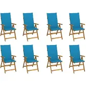 vidaXL Inklapbare stoelen 8 st met kussens massief acaciahout