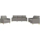 vidaXL 3-delige Loungeset met kussens stof taupe
