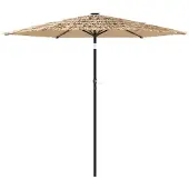 vidaXL Parasol met LED's en stalen paal 268x268x226 cm bruin