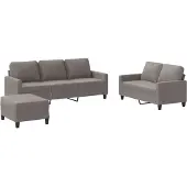 vidaXL 3-delige Loungeset met kussens stof taupe