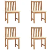 vidaXL Tuinstoelen 4 st met kussens massief teakhout