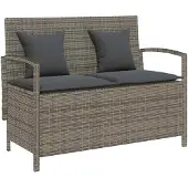 vidaXL Tuinbank met kussen poly rattan grijs