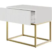 Selsey Veldio - Nachtkastje 50 cm - Wit met gouden poten