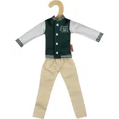 Heless modepop kledingset collegejasje en broek 29 cm poppenkleding.