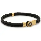 Steel & Barnett - Koordarmband Heren - Riptide - Zwart met goudvergulde sluiting - Maat L