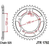 JT Sprockets 525 Jtr1792.45zbk Steel Achtertandwiel