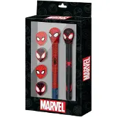 KARACTERMANIA - Marvel Spiderman - Pack van Uitwisbare Gelpen - Potlood - 4 Gommen - Rood