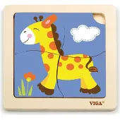 Viga Toys puzzle en bois girafe 4 pièces