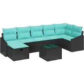 vidaXL Bankstel 8 st poly rattan