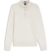 BOSS Regular-fit gebreide polo van merinowol