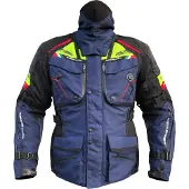 MUGENRACE Mars, waterdichte motorfietsjas, textiel, blauw/neon-geel, maat 2XL