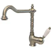 Pb nostalgische eenhendel keukenkraan opbouw witte hendel RVS 1208952878