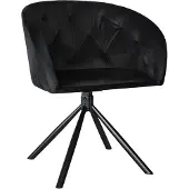 Lizzely Garden & Living SET DEAL: 6 stuks Eetkamerstoel draaibaar Tamara velvet zwart eetstoel draaibare stoel zetel