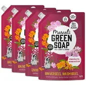Marcel's Green Soap 4x Wasmiddel Mandarin & Osmanthus Navulling 1000 Ml