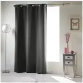 Douceur D`Interieur Gordijnen-Kant en klaar- met ringen occult verduisterend 135x240cm uni polyester antraciet