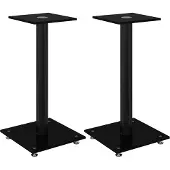 vidaXL Luidsprekerstandaards 2 st 1 pijler gehard glas zwart