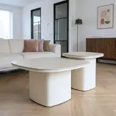 Giga Meubel Salontafel Miles Beige Travertinlook Set van 2