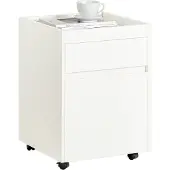 SoBuy Bijzettafel op wieltjes - Max. 25KG - Wit - 40 x 40 x 54 cm