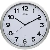 MAUL Step radiogestuurde kunststof wandklok grijs met witte wijzerplaat (Ø 40 cm)