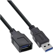 Intos USB naar USB (volledig bedekt) verlengkabel - USB3.0 - tot 2A / zwart - 2 meter