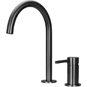 Pure.Sink Luxion 2-gats Gun metal keukenkraan met ronde uitloop PLX2HR-61