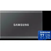 Samsung T7 Portable SSD 2 To Gris + MicroSDXC T7 128 Go 170 Mo/s