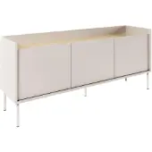 Selsey Tovi - Tv-meubel met 3 deuren, 140 cm, Cashmeregrijs / Eikenhoutlook