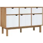 vidaXL Dressoir OTTA 114x43x73,5 cm massief grenenhout bruin en wit