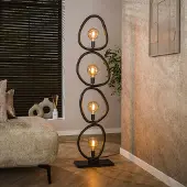 Lyora Landelijke vloerlamp Pebble artic zwart - 4x E27