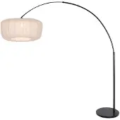 Steinhauer Zwarte booglamp Vela Lino met crème kap Ø60cm