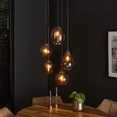 Lyora Eettafel hanglamp Mix 5x E27 - Ø 43cm - smoke glas
