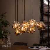 Lyora Eettafel hanglamp Rock 7-lichts - zilver glas