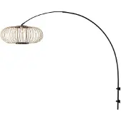 Steinhauer Zwarte wandlamp Sparkled Light met bamboe kap Ø60cm