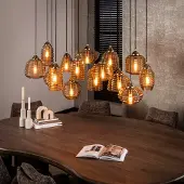 Lyora 15-lichts hanglamp Rib geribbeld glas
