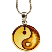 Ruben Robijn Barnsteen yin yang hanger met 925 sterling zilveren hanger (Amber)