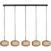 Steinhauer 5-lichts hanglamp recht Ropex met rotan kappen