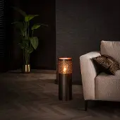 Lyora Oosterse vloerlamp Cylinder 60cm - zwart nikkel