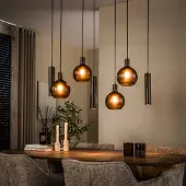 Lyora Hanglamp eettafel Sfera met glazen bollen en pendels