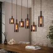 Lyora Eettafel hanglamp Sepiora Sienna bruin - donker glas