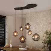 Lyora 6-lichts hanglamp Stellar met organische plafondplaat