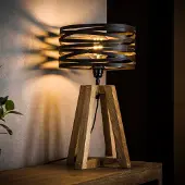 Lyora Industriële tafellamp Twist Ø 29cm - hout met grijs