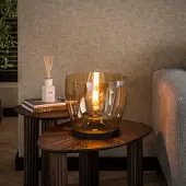 Lyora Vloerlamp amber glas UP Ø 29cm - 27cm hoog